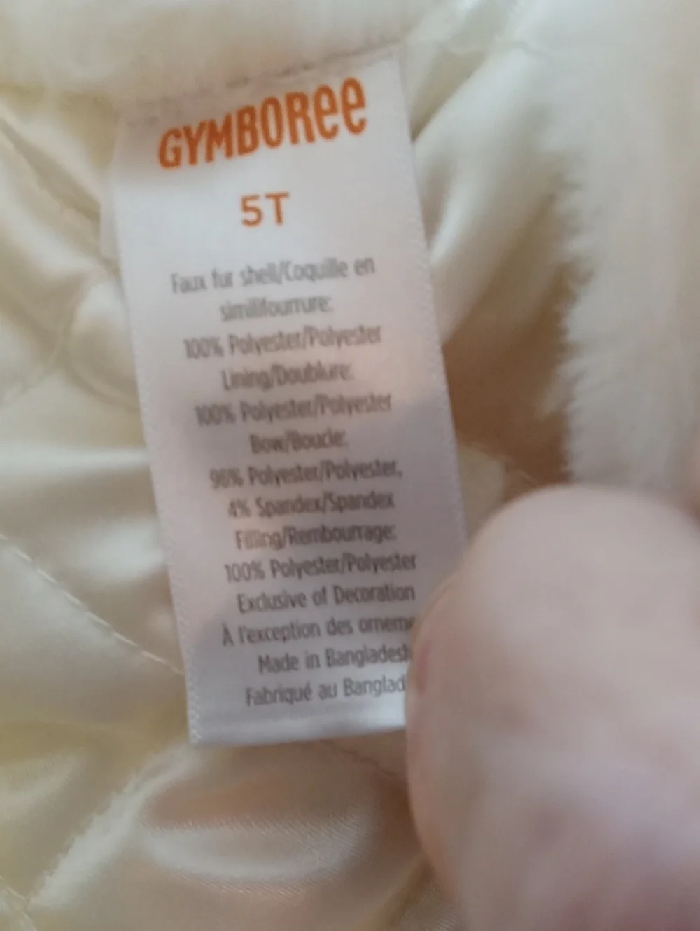 Gymboree Girl's Size 5T White Faux Fur Cropped Bolero with Satin Lining Dressy